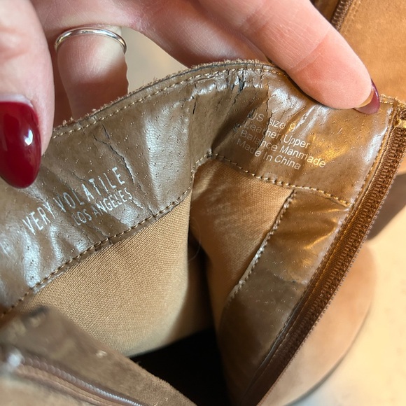 Very Volatile Dreamcatch Suede Leather Fringe Stacked Block Heel Ankle Boots - Picture 15 of 16